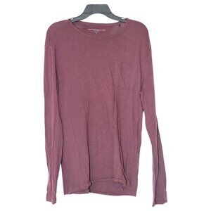 John Varvatos Shirt Mens Medium Maroon Front Pocket Garment-Dyed Pullover Tee.